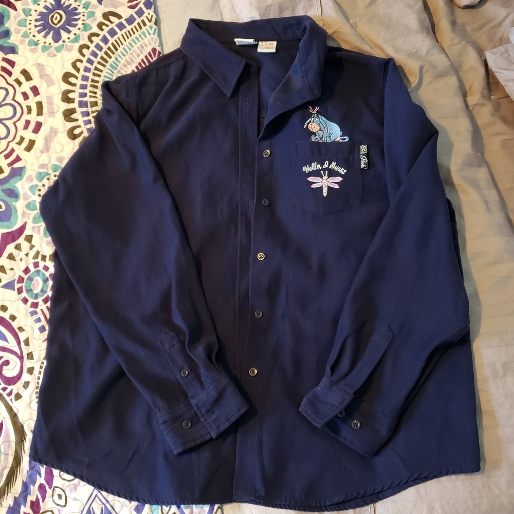Disney, navy blue, button down shirt, XL